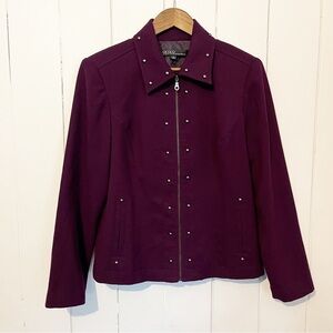 Kasper Purple Jacket with Rivet Detailing . Size Large.